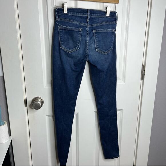 Frame Le Skinny De Jeanne Distressed Mid Rise Skinny Jeans Stellar Wash Size 25 - Picture 6 of 7